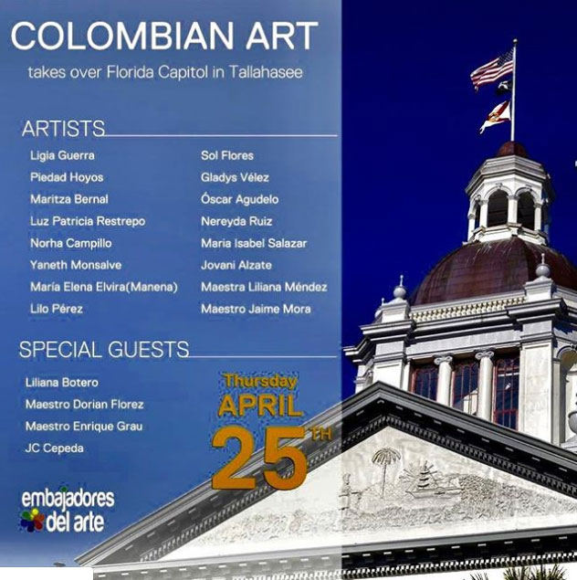 JC CEPEDA PRESENTE EN «COLOMBIAN ART» EN EL CAPITOLIO DE TALLAHASEE FL, EE.UU.